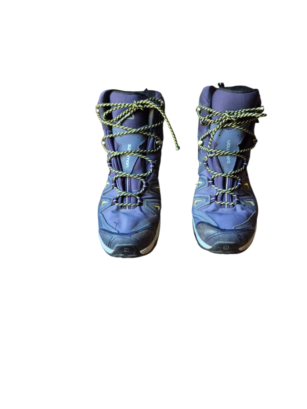 Salomon Blue Hiking Boots with Yellow Accents 10.5